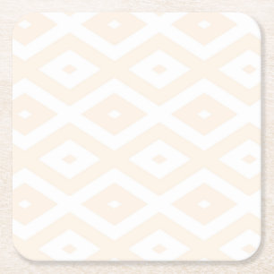 Beige and white diamond pattern square paper coaster