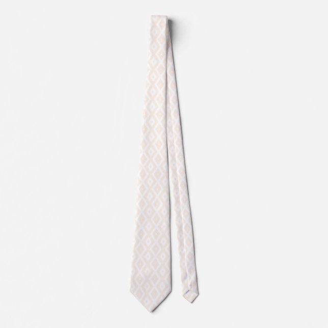 Beige and white diamond pattern tie (Front)