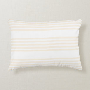 Beige and white five stripe pattern accent pillow