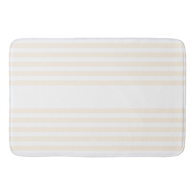 Beige and white five stripe pattern bath mat (Front)