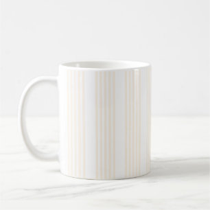 Beige and white five stripe pattern coffee mug