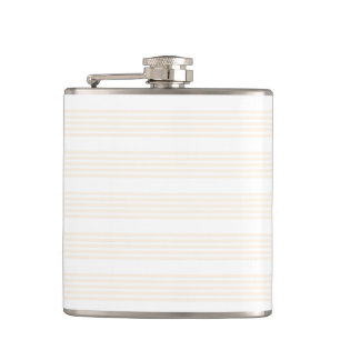 Beige and white five stripe pattern hip flask