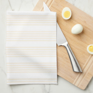 Beige and white five stripe pattern kitchen towel