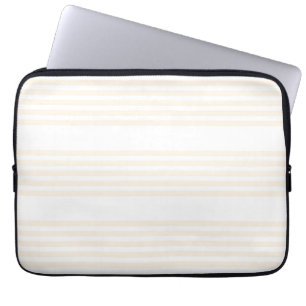 Beige and white five stripe pattern laptop sleeve