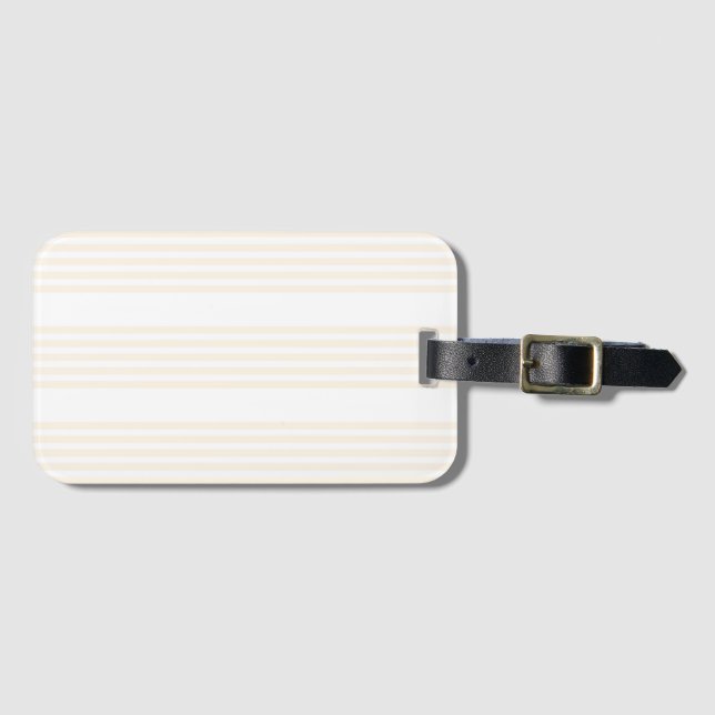 Beige and white five stripe pattern luggage tag (Front Horizontal)