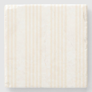 Beige and white five stripe pattern stone coaster