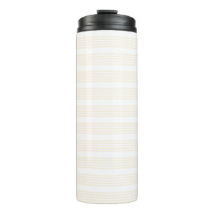 Beige and white five stripe pattern thermal tumbler