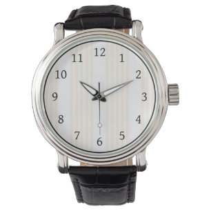 Beige and white five stripe pattern watch