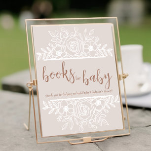 Beige and White Floral Books for Baby Sign