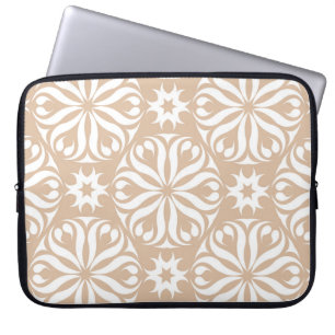 Beige and white floral ornament. Seamless patterna Laptop Sleeve