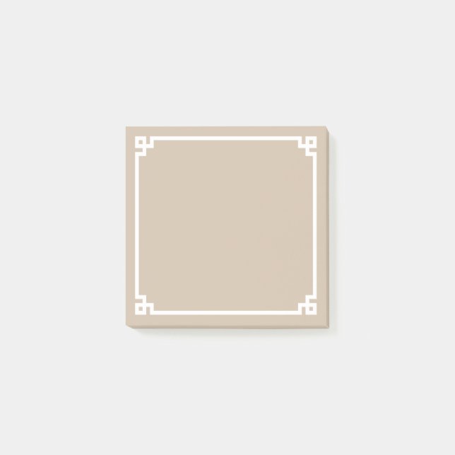 Beige and White Greek Key Ornamental Border Post-it Notes (Front)