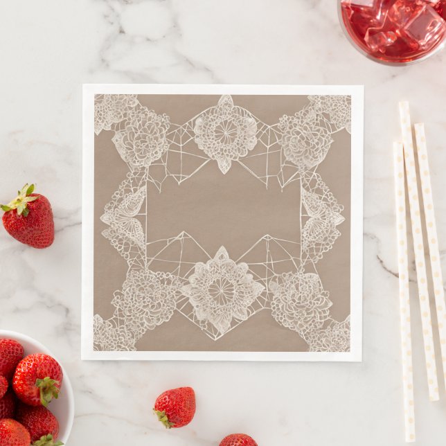 Beige and white patterns AI art  Napkin (Insitu)