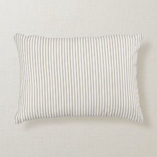 Beige and White Ticking Stripe Accent Pillow