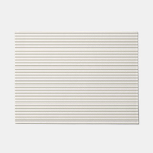 Beige and White Ticking Stripe  Doormat (Front)