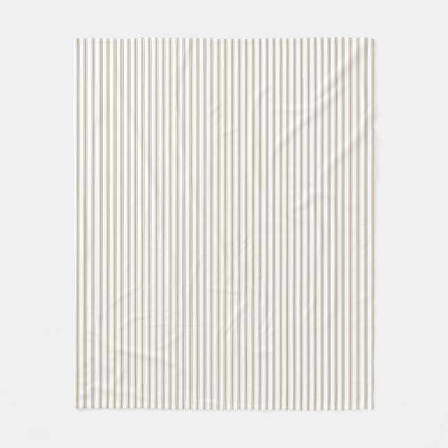 Beige and White Ticking Stripe  Fleece Blanket (Front)