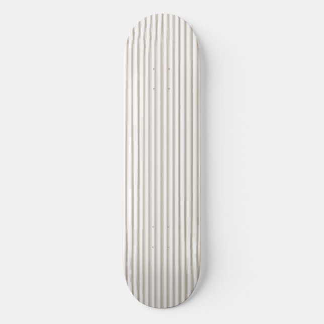 Beige and White Ticking Stripe  Skateboard (Front)
