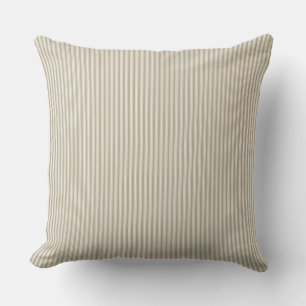 Beige and White Ticking Stripe Throw Pillow