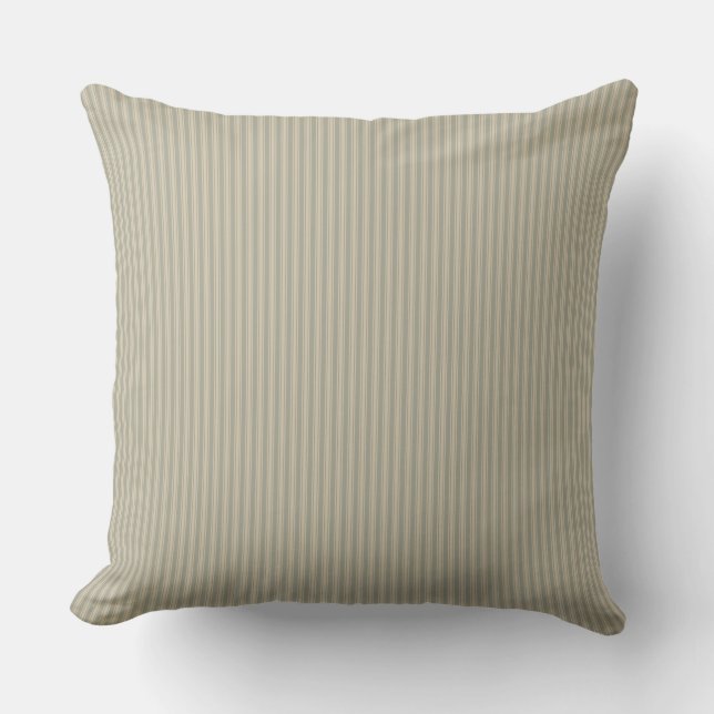 Beige and White Ticking Stripe  Throw Pillow (Front)