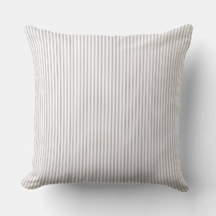 Beige and White Ticking Stripe Throw Pillow