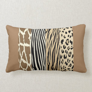 Beige Animal Embossed Printed Zebra Stripe Pillow