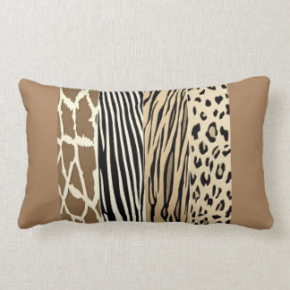 Beige Animal Embossed Printed Zebra Stripe Pillow