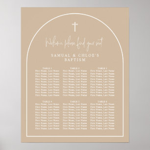 Beige Arch Minimal Joint Christening Seating Chart