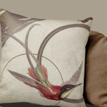 Beige Artistic Hummingbird Design | Taupe Throw Pillow<br><div class="desc">Stylish throw pillow features an artistic design in an ivory and taupe colour palette. An artistic design with a beautiful hummingbird as the focal point with red and green accents on a neutral abstract background with geometric circle composition. This elegant design is built on combinations of repeated circles and brushstrokes,...</div>