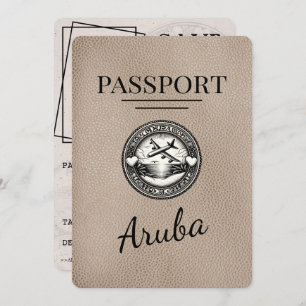 Beige Aruba Passport Save The Date