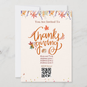 Beige Autumn Thanksgiving Invitation Card 01