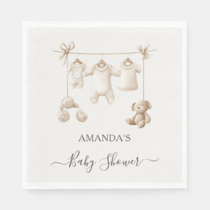 Beige Baby Clothes And Toys Baby Shower Napkin