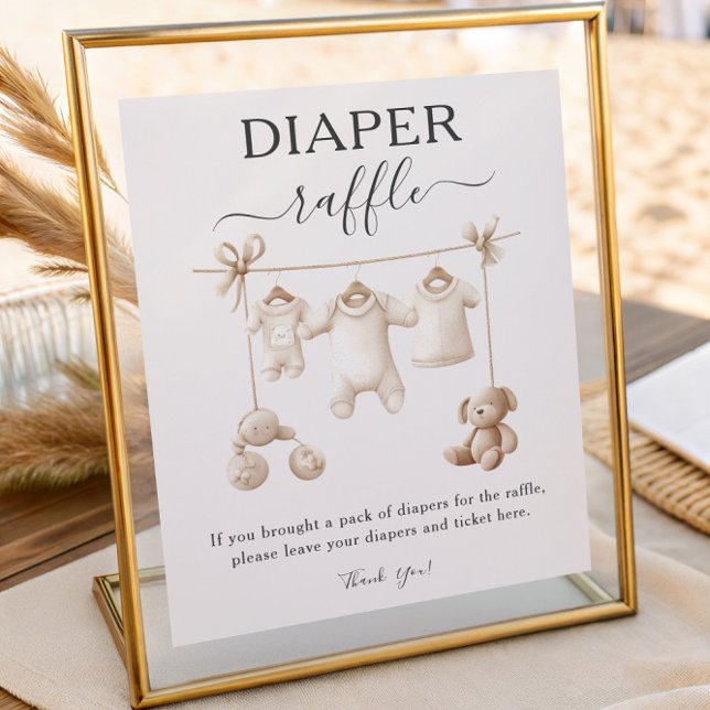 Beige Baby Clothes And Toys Diaper Raffle Sign (Creator Uploaded)
