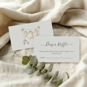 Beige Baby Clothes And Toys Diaper Raffle Ticket Enclosure Card