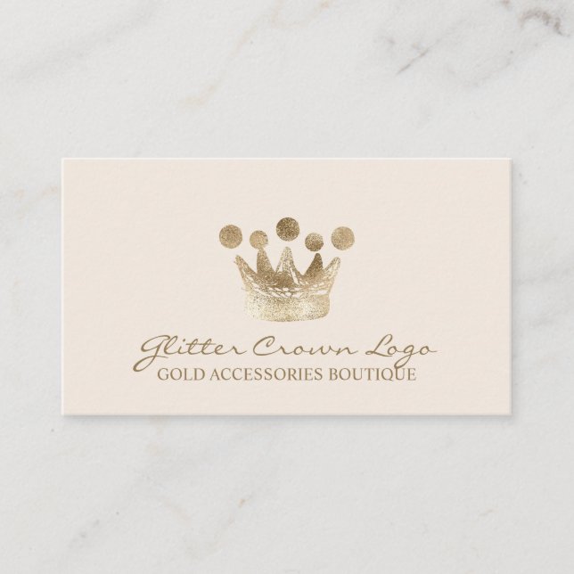 Beige Baby Gold Crown Business Card (Front)
