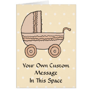 Beige Baby Pram. On spotty background.