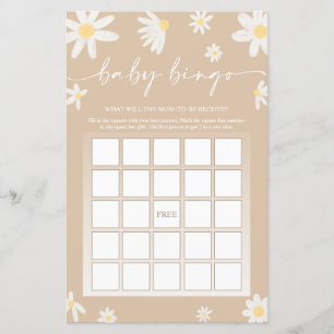 Beige Baby Shower Bingo Game  