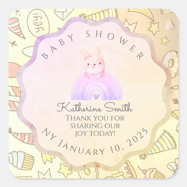 BEIGE babyshower Adorable cute Celebration  Square Sticker (Front)