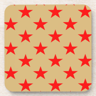 Beige Background And Red Stars Coaster
