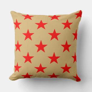 Beige Background And Red Stars Throw Pillow