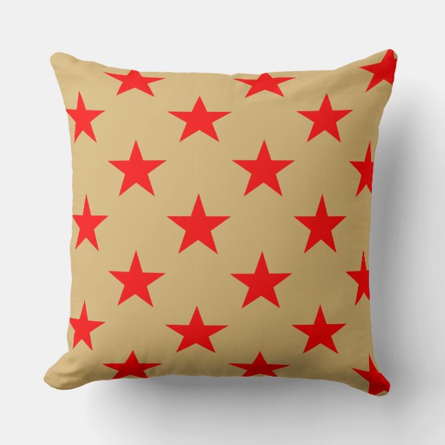 Beige Background And Red Stars Throw Pillow (Front)