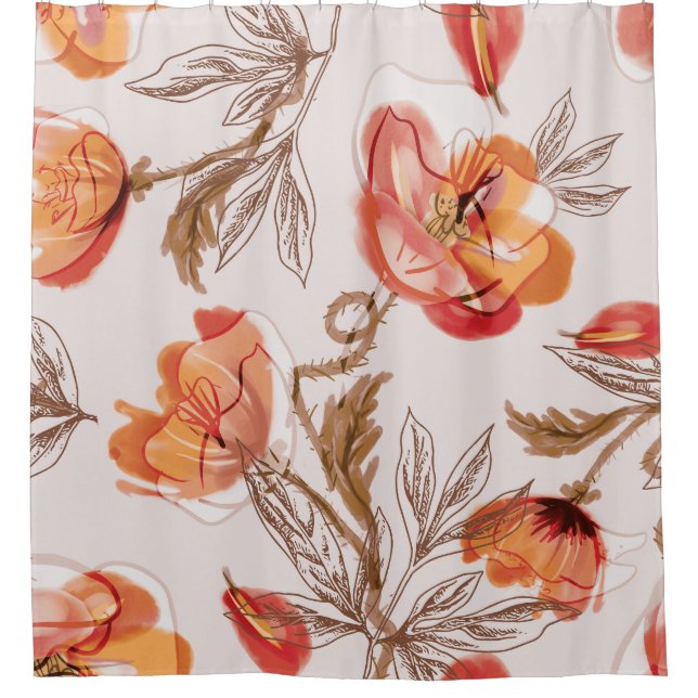 Beige Background Poppies Watercolor Pattern (Front)