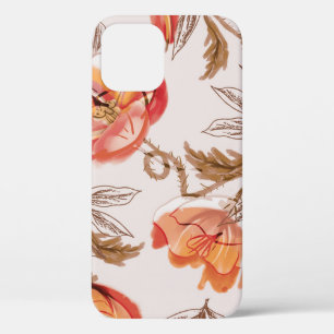 Beige Background Poppies Watercolor Pattern iPhone 12 Case