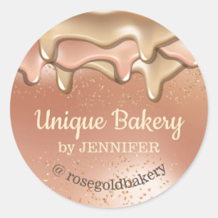 Beige Bakery Abstract Dripping Makeup Classic Round Sticker