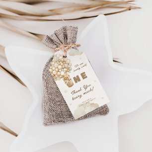 Beige Balloons Baby Teddy 1st Birthday Thank You Gift Tags