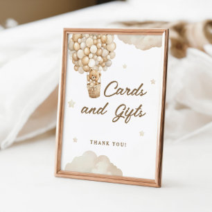 Beige Balloons Teddy Bear Cards Gifts Poster