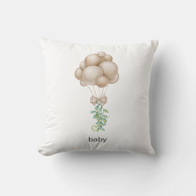 Beige Balloons Throw Pillow (Front)