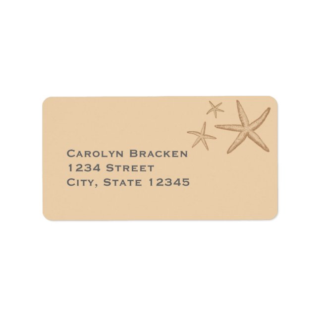 Beige Beach theme Starfish Return Address Label (Front)