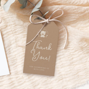 Beige Bear Baby Shower Thank You Gift Tags