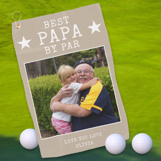 Beige Best Papa by Par Photo Personalized Grandpa Golf Towel