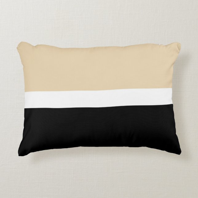Beige Black Abstract Stripe Accent Pillow (Front)