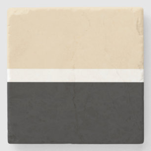Beige Black Abstract Stripe Stone Coaster